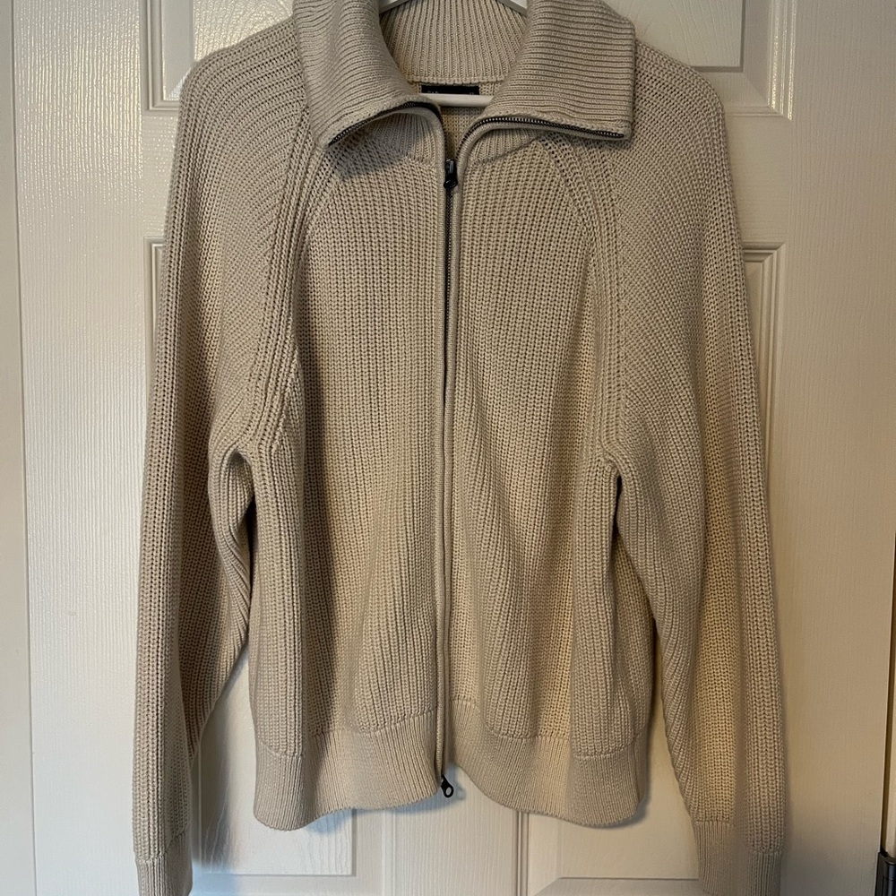 GAP Women's Cream Zip-Up Turtleneck Sweater